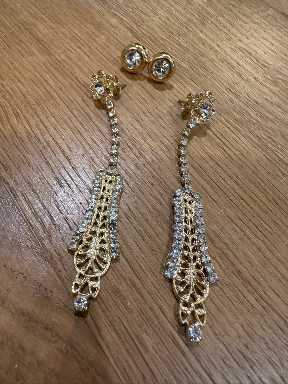 Gold and Crystal Filigree Drop Earrings - Women Jewelry